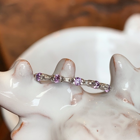 Amethyst Dot-Dash Ring In 925 Silver-NWOT - Picture 6 of 6